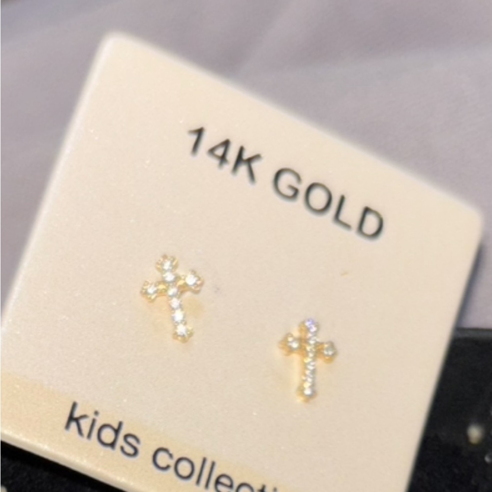 T.J.Maxx 14K Gold Kids Cross Earrings